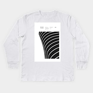 Modern Curves 06, Modern Architecture Design, minimalist Design, Modern Art, Typographic, Helvetica Kids Long Sleeve T-Shirt